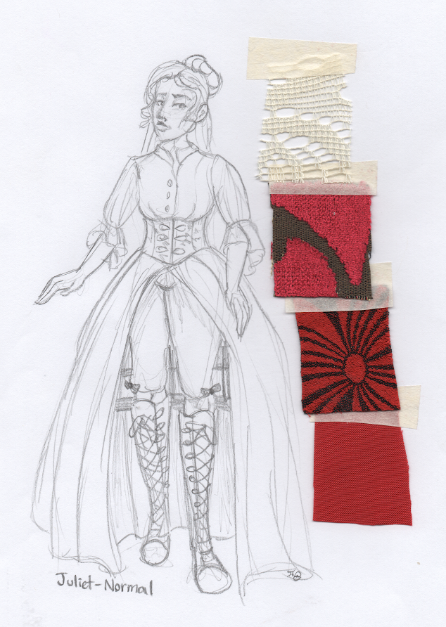 Wallenfeldt has a specific process to how she designs clothing and she said that each stage takes a while as it must fully envelop and reflect the character. Here is her unique process for the character of Juliet.