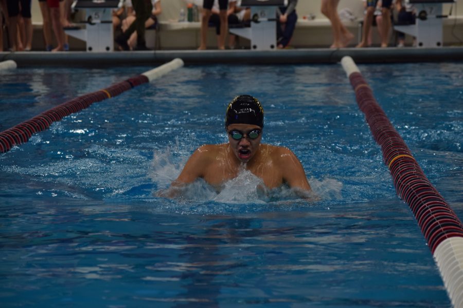 Ethan Chiu, Div. 866, swims the 100-yard breaststroke at City.