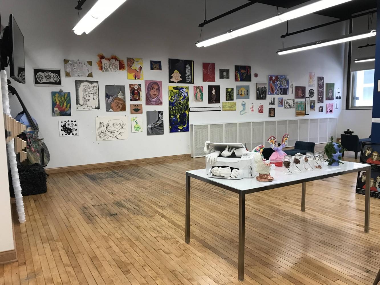 The AP Art students pieces, that range from paintings to sculptures, are on display in room 147. 