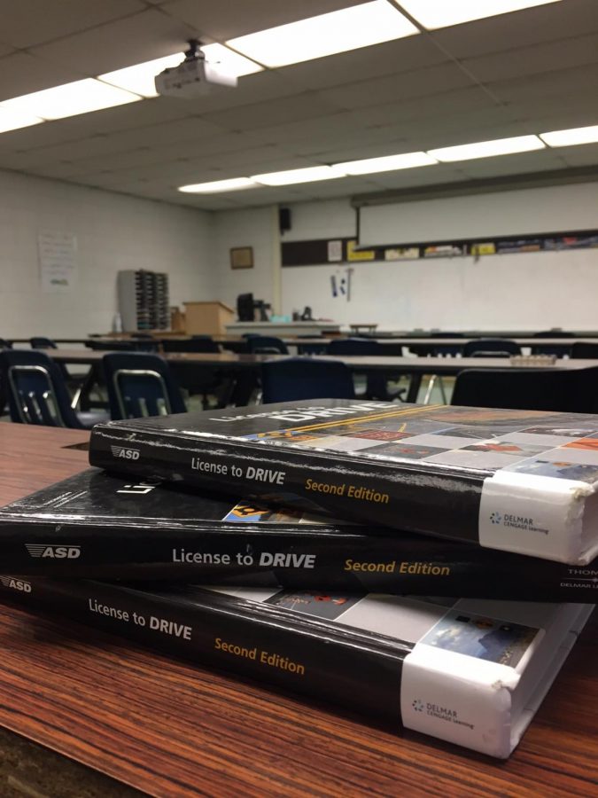 Lane’s current Driver’s Ed textbooks that contain a chapter about car maintenance and car buying. Students attain their consumer education graduation requirement through the Drivers Education course.
