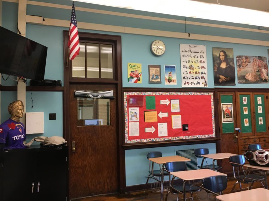 Room 352, shared by Ms. Paganelli and Ms. Tacke, where all the Italian classes took place. (Photo courtesy of Ms. Paganelli)
