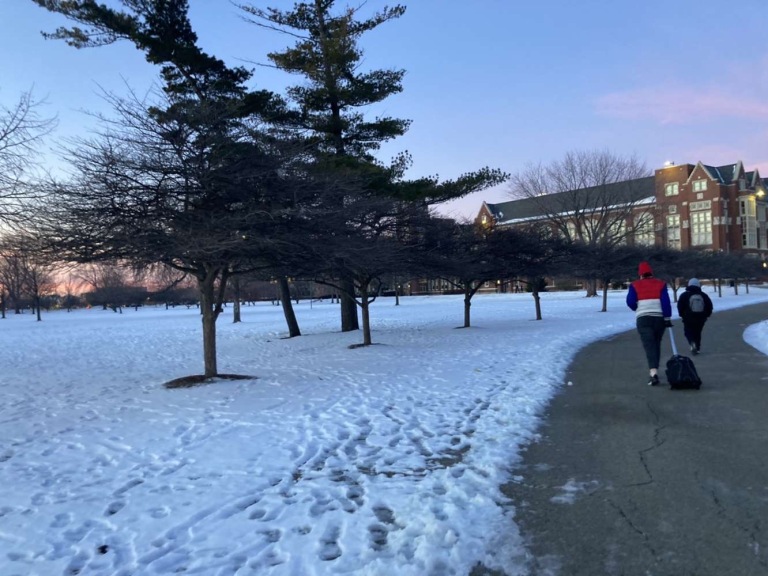 Lane Tech on the morning of Jan. 4, 2022. Classes were canceled across CPS for the next day after a district-wide teacher vote came out in favor of remote work action.