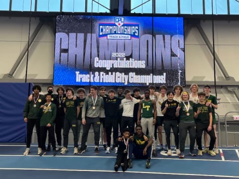 The Lane Boys Track and Field team after winning the indoor city title. (Photo courtesy of Abraham Ailemen)