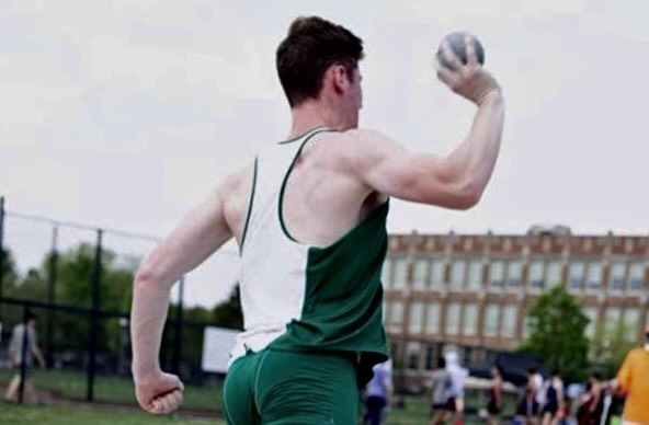 Evan Stein, a member of the new Sports Leadership Advisory, competing in shot put for the Lane Track and Field team. (Photo courtesy of Stein)