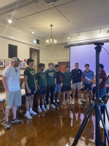 Members of Lanes baseball program stand up to be honored with a resolution for recent success at the September LSC meeting.