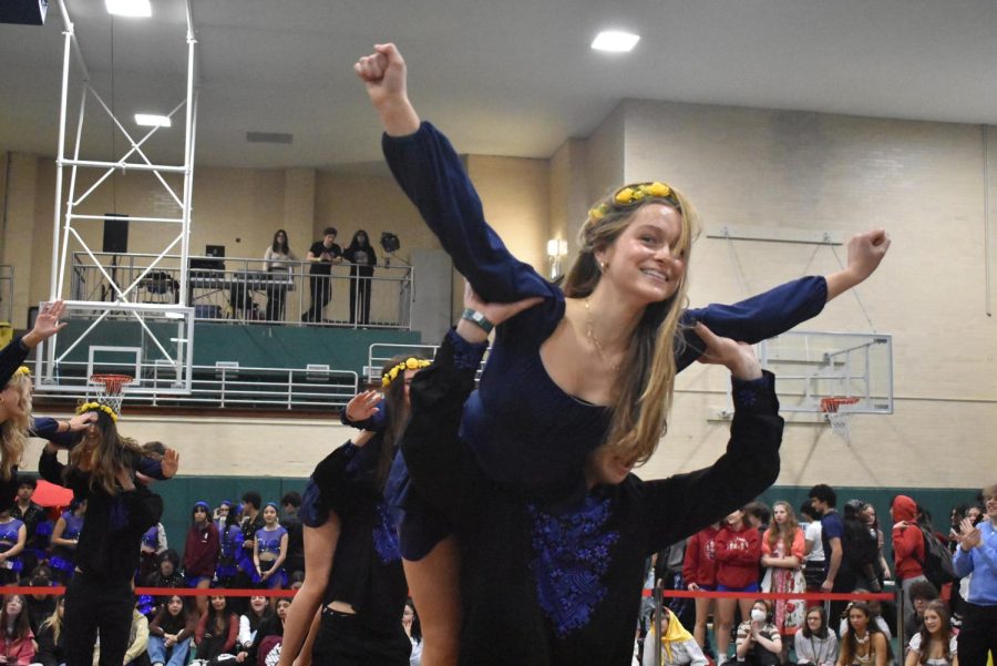 Senior Niamh Dillon is lifted into the air during Ukrainian Club’s performance