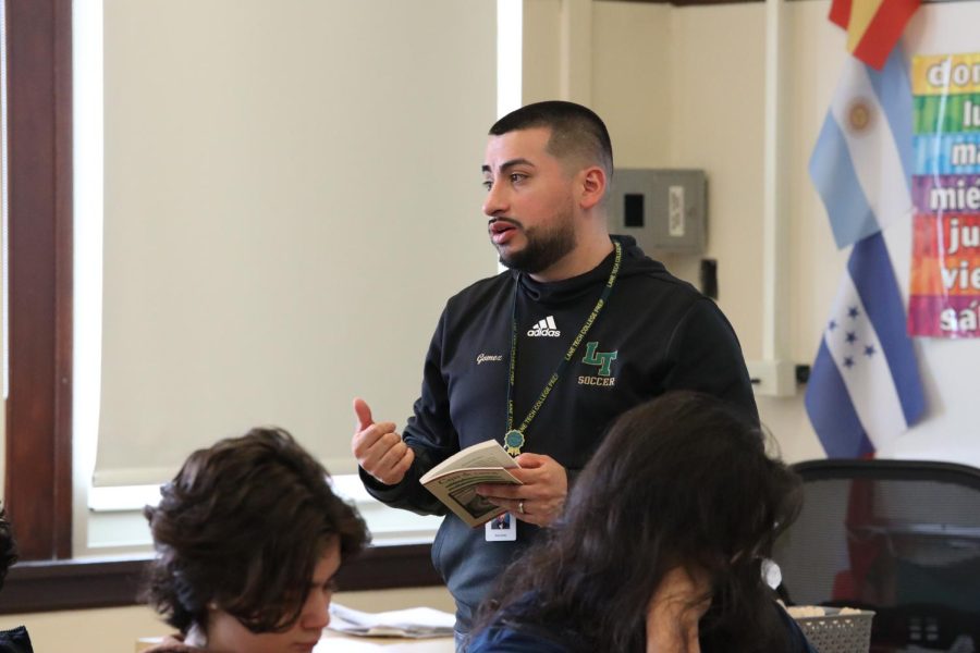 Henry Gomez, Lane’s Seal of Biliteracy Coordinator, teaches a Heritage II Spanish Class. The exam has been given to students for a variety of languages this week.